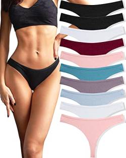 FINETOO 10er Pack Strings Set Tanga Damen Baumwolle Unterhosen Sexy Unterwäsche für Frau Lingerie Sexy for Women Dessous Thong Mehrpack S-XL von FINETOO