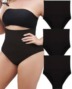 FINETOO 3er Pack Bauchweg Unterhose Damen High Waist Slip Hohe Taille Shapewear Unterwäsche Frauen Panties Mehrpack S-2XL von FINETOO