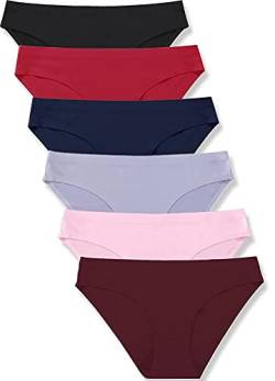 FINETOO 6er Pack Damen Seamless Slips Nahtlo Hipster Unsichtbare Unterhosen Sexy Unterwäsche Bequem Dessous Frauen Panties Bikini Mehrpack XS-XL von FINETOO