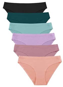 FINETOO 6er Pack Damen Seamless Slips Nahtlo Hipster Unsichtbare Unterhosen Sexy Unterwäsche Bequem Dessous Frauen Panties Bikini Mehrpack XS-XL von FINETOO