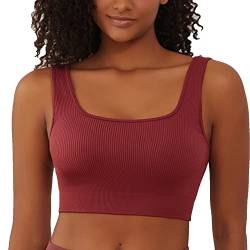 FINETOO Damen Sport BH Rückenfrei Yoga Bra mit Gepolstert y2k Top Sportoberteil Frau Bustier Workout Set S-XL von FINETOO