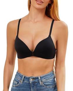 FINETOO Regenbogenfarbener Damen T-Shirt BH mit Push Up Super bequemer BH Ohne Bügel Bralette mit V-Ausschnitt für Damen Women's Bra 75B-95C von FINETOO