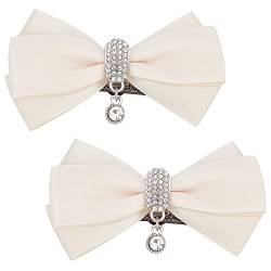 FINGERINSPIRE 2PCS Schleife Schuh Clips (90x50mm, Hellgelb) Polyester Bowknot Schuhschnallen Schuh Charms Dekorativ mit Dangle Strass Anhänger, Tasche Kleidung Haar Zubehör für Frauen Mädchen Party von FINGERINSPIRE