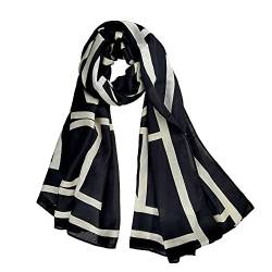 FINIZO Damen-Schal, leicht, weich, modisch, einfarbig, Wickelschal für alle Jahreszeiten, Schwarz und gebrochenes Weiß, One size von FINIZO
