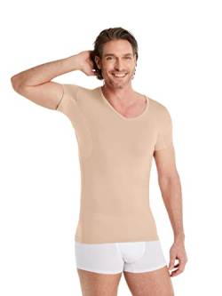 FINN Anti-Schweiß Shirt Herren mit extra kurzen Ärmeln - Perfekt unter Kurzarm-Hemden und Polo-Shirts - Unterhemd mit Achselpads gegen Schweißflecken und Schweißgeruch Hautfarbe Nude S von FINN