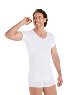 FINN Anti-Schweiß Shirt Herren mit extra kurzen Ärmeln - Perfekt unter Kurzarm-Hemden und Polo-Shirts - Unterhemd mit Achselpads gegen Schweißflecken und Schweißgeruch Weiß Weiss L von FINN