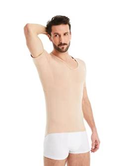 FINN Anti-Schweiß Unterhemd Herren - Unterziehshirt Männer mit Einsätzen gegen Schweißflecken für sicheren Schutz vor Achselschweiß Unsichtbare Hautfarbe Nude XXL von FINN