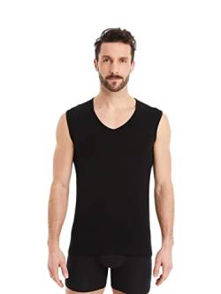 FINN Business Herren Unterhemd Ärmellos mit V-Ausschnitt - Unterziehshirt Männer Tank-Top aus original Lenzing® Modal Stoff Schwarz M von FINN