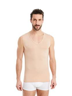 FINN Business Herren Unterhemd Ärmellos mit V-Ausschnitt - Unterziehshirt Männer Tank-Top aus original Lenzing® Modal Stoff Unsichtbare Hautfarbe Nude L von FINN