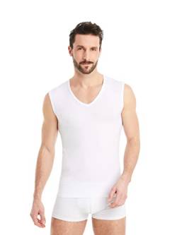 FINN Business Herren Unterhemd Ärmellos mit V-Ausschnitt - Unterziehshirt Männer Tank-Top aus original Lenzing® Modal Stoff Weiß Weiss M von FINN