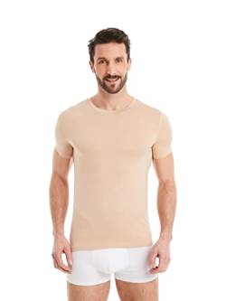 FINN Business Unterhemd Herren Kurzarm mit Rundhals-Ausschnitt - Unterziehshirt Männer aus original Lenzing® Modal Stoff Unsichtbare Hautfarbe Nude L von FINN