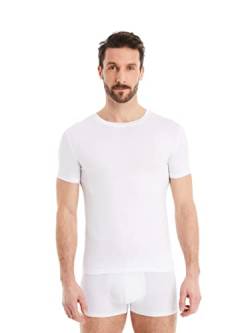 FINN Business Unterhemd Herren Kurzarm mit Rundhals-Ausschnitt - Unterziehshirt Männer aus original Lenzing® Modal Stoff Weiß Weiss XXL von FINN