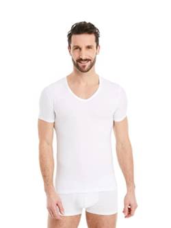 FINN Business Unterhemd Herren Kurzarm mit V-Ausschnitt - Unterziehshirt Männer aus original Lenzing® Modal Stoff Weiß Weiss L von FINN