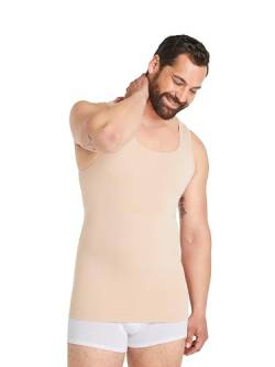 FINN Seamless Kompressions-Unterhemd Herren ohne Nähte - Figurformendes Bauchweg Shapewear Tank-Top - Starker Body-Shaper für Männer Unsichtbare Hautfarbe Nude L von FINN
