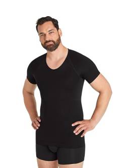 FINN Seamless Kompressions-Unterhemd Herren ohne Nähte - Figurformendes Shapewear Kurzarm Shirt - Starker Body-Shaper für Männer Schwarz 3XL von FINN