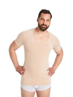 FINN Seamless Kompressions-Unterhemd Herren ohne Nähte - Figurformendes Shapewear Kurzarm Shirt - Starker Body-Shaper für Männer Unsichtbare Hautfarbe Nude M von FINN
