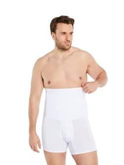 FINN Shapewear Boxershorts Herren mit Bauch-Weg Effekt - Figurformende Body-Shaper Kompressionsshorts - Miederpants Unterhose mit hoher Taille für Männer aus Baumwolle Weiß Weiss M von FINN