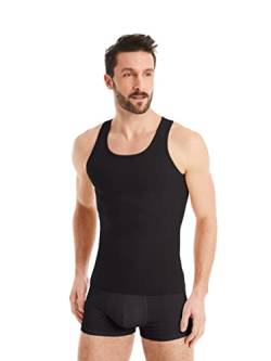 FINN figurformendes Kompressions-Unterhemd Herren - Ärmelloses Shapewear Tank-Top mit Bauch-Weg Effekt - Body-Shaper für Männer aus Baumwolle Schwarz 3XL von FINN