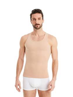 FINN figurformendes Kompressions-Unterhemd Herren - Ärmelloses Shapewear Tank-Top mit Bauch-Weg Effekt - Body-Shaper für Männer aus Baumwolle Unsichtbare Hautfarbe Nude 3XL von FINN