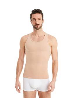 FINN figurformendes Kompressions-Unterhemd Herren - Ärmelloses Shapewear Tank-Top mit Bauch-Weg Effekt - Body-Shaper für Männer aus Baumwolle Unsichtbare Hautfarbe Nude M von FINN