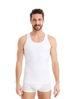 FINN figurformendes Kompressions-Unterhemd Herren - Ärmelloses Shapewear Tank-Top mit Bauch-Weg Effekt - Body-Shaper für Männer aus Baumwolle Unsichtbare Weiß Weiss S von FINN