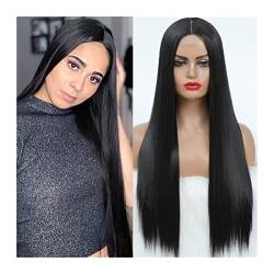 Damen Perücken 26inch Mittelteil synthetische Perücken for schwarze Frauen 180% Dichte weiche lang gerade synthetische Perücke wärmebeständige Faser Cosplay Natural Perücken, 5 Farben Beauty Ladieshai von FIONEL