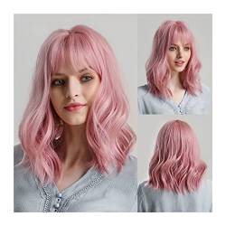 Damen Perücken Synthetische mittlere lange lose Körperwelle Perücke mit Pony 14inch Cosplay täglich natürliche Perücken for Frauen weiche hitzebeständige Faserhaarperücke Beauty Ladieshair (Color : S von FIONEL