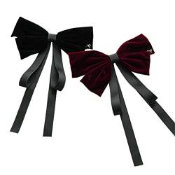 Haarbänder Kopfband 2 PCS Velvet Hair Bows Hair Ribbon Clips Arrettes Hair Accessories For Women And Girls -Black/Red Stirnbänder für Laufen, Training und Yoga von FIONEL