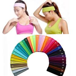 Haarbänder Kopfband 35 Stück Stretch-Stirnbänder for Frauen, Workout, Yoga, Laufen, Sport, Haarbänder, Haarwickel, Haarschmuck Stirnbänder für Laufen, Training und Yoga von FIONEL