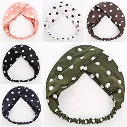 Haarbänder Kopfband 6Pcs Headbands for Women, Polka Dot Headbands Head bands Retro Elastic Hair Bands Criss Cross Twisted Head Wrap Gifts for Women Stirnbänder für Laufen, Training und Yoga von FIONEL