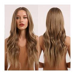 Perücke für Frauen Synthetische Spitze Front Perücke 24inch Long Wavy Lace Perücken for Frauen 150% Dichte Transparente Spitze Hohe Wärmefaserperücke for tägliche Hochzeit Cosplay Haar Human Hair Wig von FIONEL