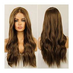 Perücke für Frauen Synthetische Spitze Front Perücke 24inch Long Wavy Lace Perücken for Frauen 150% Dichte Transparente Spitze Hohe Wärmefaserperücke for tägliche Hochzeit Cosplay Haar Human Hair Wig von FIONEL