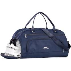 FIORETTO 30L Klein Sporttasche & Reisetasche für Damen und Herren mit Schuhfach & Nassfach Tasche für Sport Fitness & Reisen Trainingstasche, Weekender Gym Bag Navy blau von FIORETTO