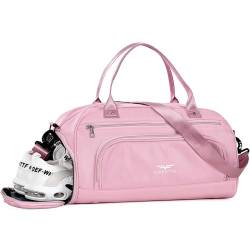 FIORETTO 30L Klein Sporttasche & Reisetasche für Damen und Herren mit Schuhfach & Nassfach Tasche für Sport Fitness & Reisen Trainingstasche, Weekender Gym Bag Rosa von FIORETTO