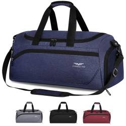 FIORETTO 35L Sporttasche & Reisetasche für Damen und Herren, mit Schuhfach & Nassfach, Wasserdicht Tasche für Trainingstasche, Gym, Travel, Schwimmen, Sauna, fußball Navy blau von FIORETTO