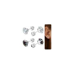 FIOROYAL 2 Paar G23 Titan Ohrstecker Herren Medizinische Ohrstecker Hypoallergen Cubic Zirkonia Double Side Regenbogen Gesundheitsstecker Ohrringe für Damen Herren 3mm/4mm/5mm/6mm(z4) von FIOROYAL