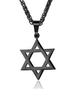 FIOROYAL Davidstern-Anhänger-Halskette aus Edelstahl, jüdischer Schmuck für Männer und Frauen, religiös, 50,8 cm, Schwarz von FIOROYAL