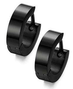 FIOROYAL Edelstahl Schwarz Einzigartige kleine Ohrringe für Männer Huggie Ohrringe von FIOROYAL