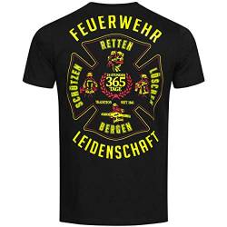 Feuerwehrmann T-Shirt - Leidenschaft Ehrenamt Berufung - 365 Tage retten löschen Bergen schützen Signet Design Shirt Herren Hand gezeichnet von FIRE & FIGHT Streetwear
