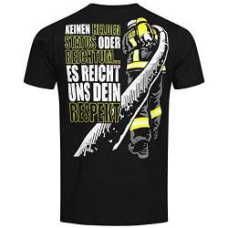 T-Shirt Feuerwehrmann - keinen Heldenstatus oder Reichtum - es reicht Uns Dein Respekt - Herren Gr. L Hand gezeichnet für den Fan der Brandbekämpfung von FIRE & FIGHT Streetwear