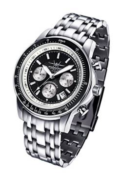 FIREFOX Airliner FFS04-102a schwarz/weiß Chronograph massiv Edelstahl Sicherheitsfaltschließe Herrenuhr Armbanduhr 10 ATM wasserdicht von FIREFOX