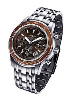 FIREFOX Airliner FFS04-106b kastanienbraun Chronograph massiv Edelstahl Sicherheitsfaltschließe Herrenuhr Armbanduhr 10 ATM wasserdicht von FIREFOX