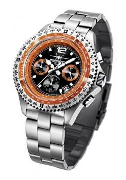 FIREFOX Fighter FFS05-107 schwarz/orange Chronograph Herrenuhr Armbanduhr massiv Edelstahl Sicherheitsfaltschließe 10 ATM Prüfdruck von FIREFOX