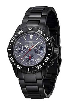 FIREFOX Herren- Armbanduhr Destroyer Chronograph analog Quarz Edelstahl SCHWARZ Zifferblatt blau 10 ATM wasserdicht FFS01-103b von FIREFOX