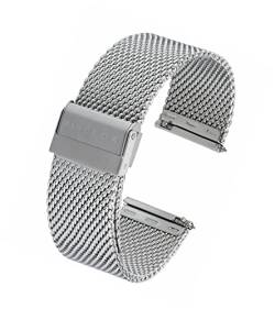 FIREFOX Mesh Ersatz- Uhrenarmband Milanaise Edelstahl Natur Silber Breite 14mm MSB-01-B14 Schnellwechselfunktion Quick Release von FIREFOX