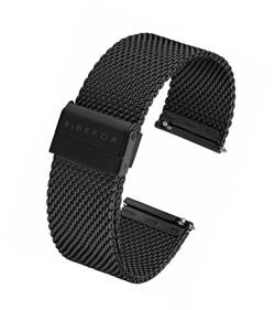 FIREFOX Mesh Ersatz- Uhrenarmband Milanaise Edelstahl schwarz Breite 16mm MSB-01-C16 Schnellwechselfunktion Quick Release von FIREFOX