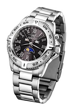 FIREFOX Mondphasenuhr FFS01-502 schwarz massiv Edelstahl Damenuhr Herrenuhr Armbanduhr Sicherheitsfaltschließe 10 ATM wasserdicht von FIREFOX