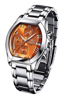 FIREFOX NEBUKADNEZAR FFS175-107 Sunray orange Damenuhr Armbanduhr Chronograph massiv Edelstahl Sicherheitsfaltschließe wasserdicht Laufwerk Miyota OS10 von FIREFOX