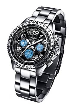 FIREFOX Racer FFS15-102 schwarz/Perlmutt Herrenuhr Armbanduhr Chronograph massiv Edelstahl Sicherheitsfaltschließe 10 ATM Prüfdruck von FIREFOX