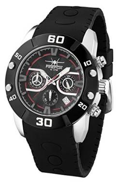 FIREFOX Rubber Thing FFS310-102 Chronograph schwarz Silikonarmband Edelstahl Herrenuhr Massive Armbanduhr 10 ATM druckfest Kaliber VD53 von FIREFOX